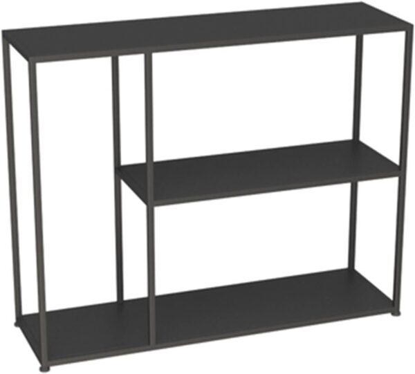 Mesa De Arrimo Metálica Con Repisa Negra/Blanca y Dorada - Imagen 3