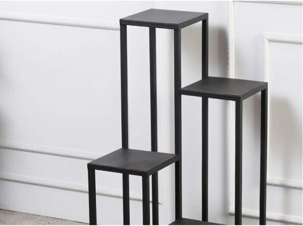 Porta Macetero Estilo Pedestal Metálico Negro/Blanco y Dorado - Imagen 4