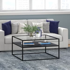 Mesa De Centro Rectangular Metálica Negra