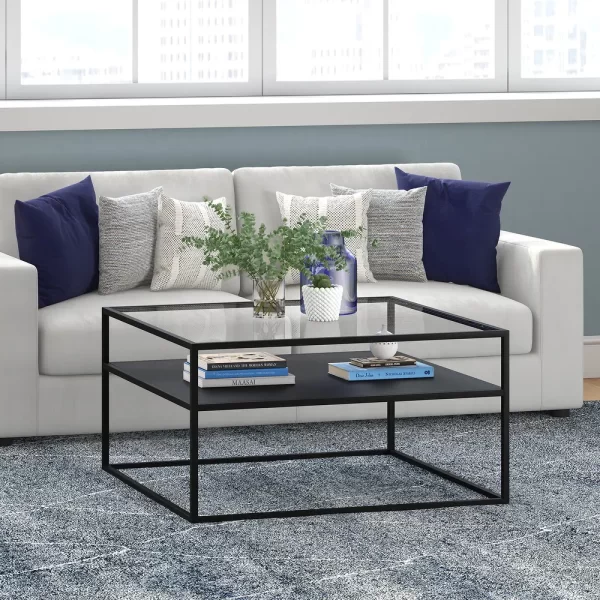 Mesa De Centro Rectangular Metálica Negra