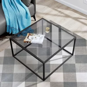 Mesa De Centro Metálica Con Cubierta De Vidrio