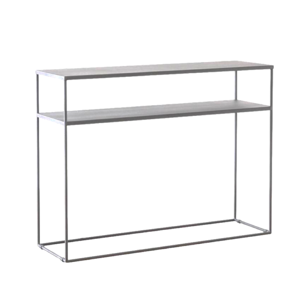 Mesa De Arrimo Metálica Con 2 Repisas Negra/Blanca Y Dorada - Imagen 4