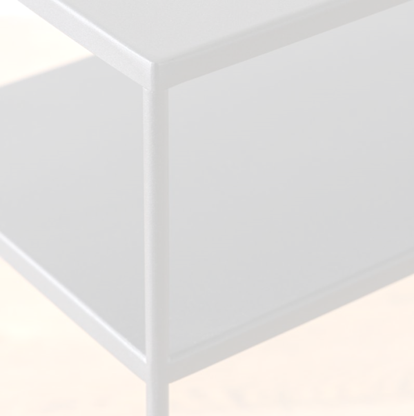 Mesa De Arrimo Metálica Con 2 Repisas Negra/Blanca Y Dorada - Imagen 5