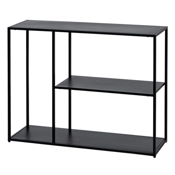 Mesa De Arrimo Metálica Con Repisa Negra/Blanca y Dorada - Imagen 2