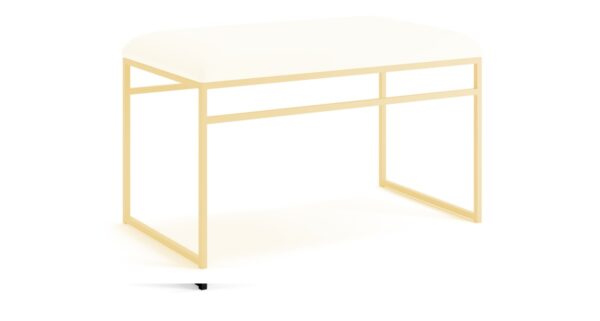Taburete Rectangular Metálico Tapizado Negro/Blanco Y Dorado - Imagen 5