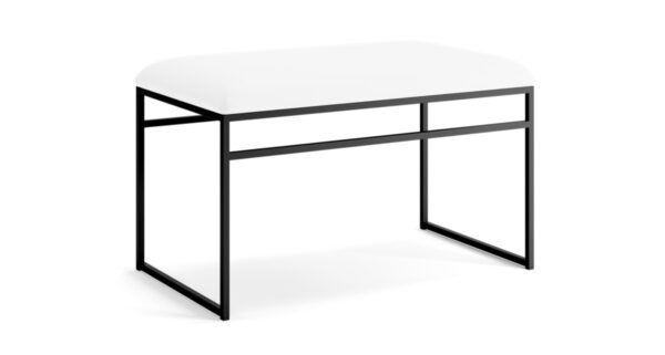 Taburete Rectangular Metálico Tapizado Negro/Blanco Y Dorado - Imagen 2