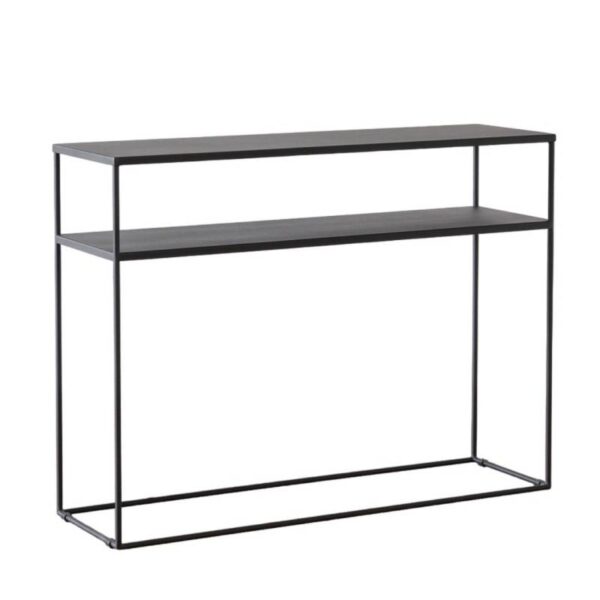 Mesa De Arrimo Metálica Con 2 Repisas Negra/Blanca Y Dorada - Imagen 2