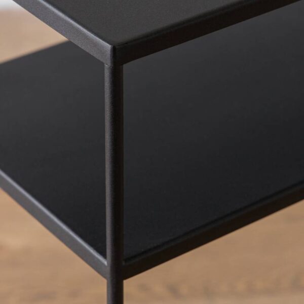 Mesa De Arrimo Metálica Con 2 Repisas Negra/Blanca Y Dorada - Imagen 3