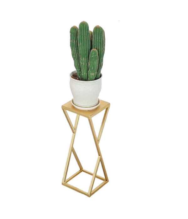 Mesa Lateral Metálica Con Diseño Negra/Blanca Y Dorada - Imagen 2