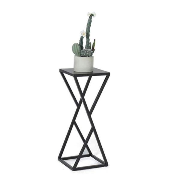 Mesa Lateral Metálica Con Diseño Negra/Blanca Y Dorada