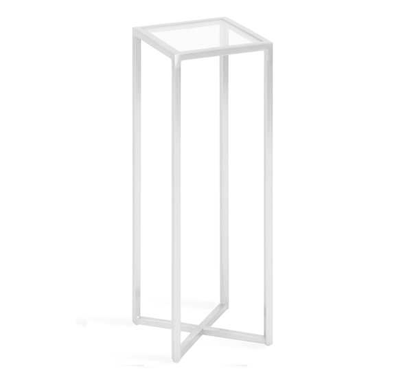 Mesa Lateral Metálica Cuadrada Con Vidrio Dorada/Blanca y Negra - Imagen 6