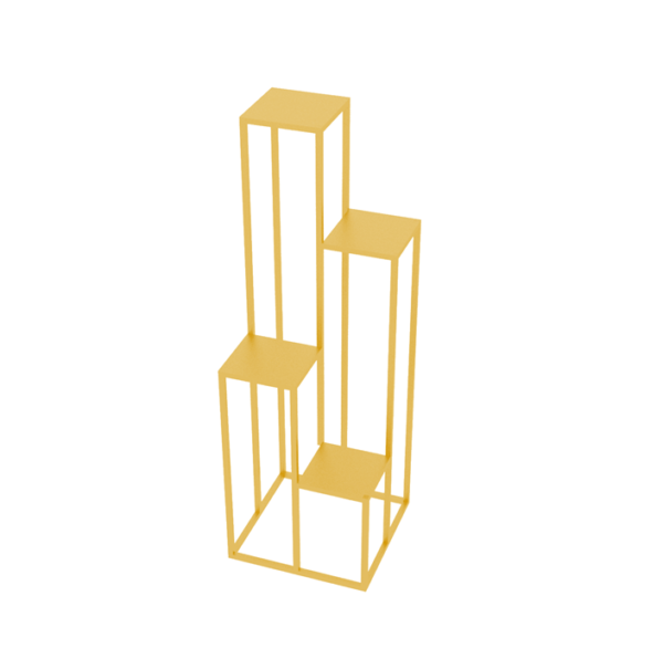 Porta Macetero Estilo Pedestal Metálico Negro/Blanco y Dorado - Imagen 5
