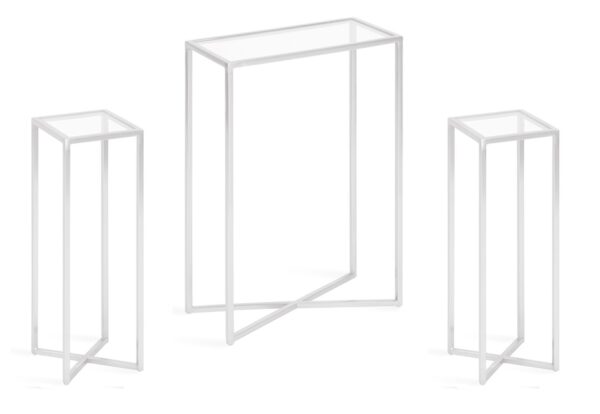 Set De Arrimo Y 2 Mesas Auxiliares Metálicas Con Vidrio - Imagen 3