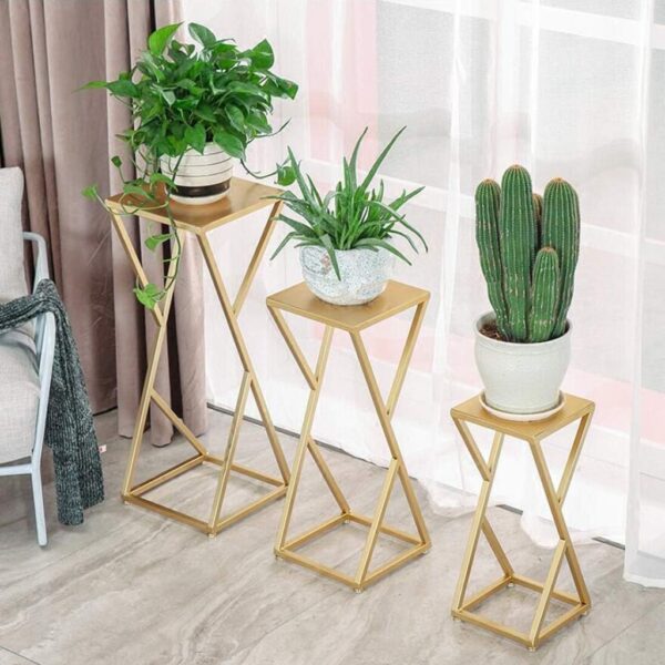 Set 3 Mesas Metálicas Con Diseño Negra-blanca-dorada - Imagen 5