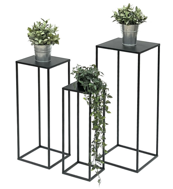 Set De 3 Porta Maceteros Metálicos Negro/Blanco Y Dorado - Imagen 3