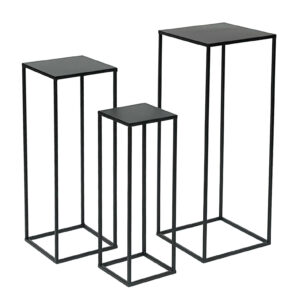 Set De 3 Porta Maceteros Metálicos Negro/Blanco Y Dorado