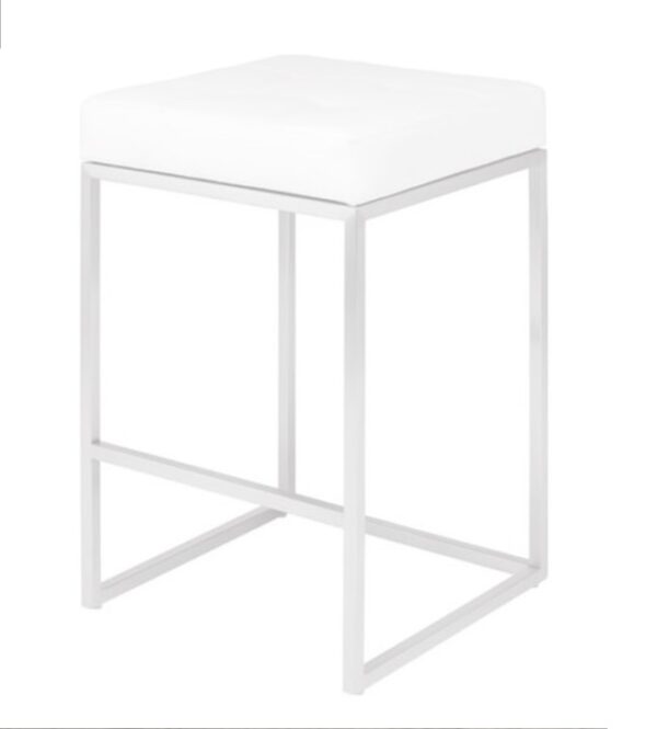 Taburete O Banco Metálico Tapizado Dorado/Negro Y Blanco - Imagen 6